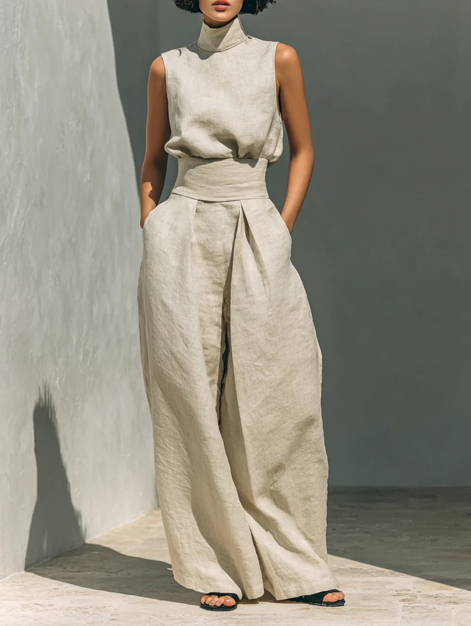 Sleeveless Cotton Linen Set