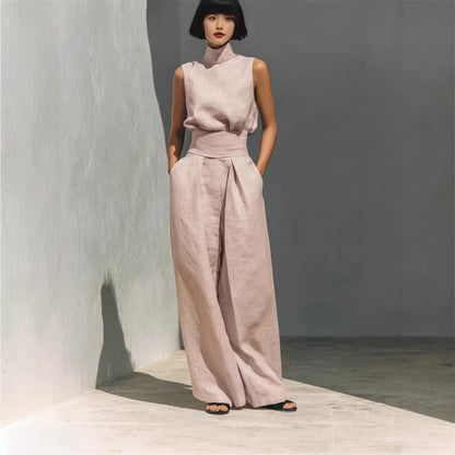 Sleeveless Cotton Linen Set