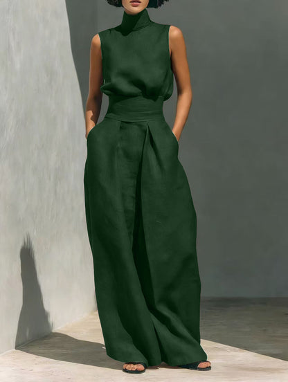 Sleeveless Cotton Linen Set