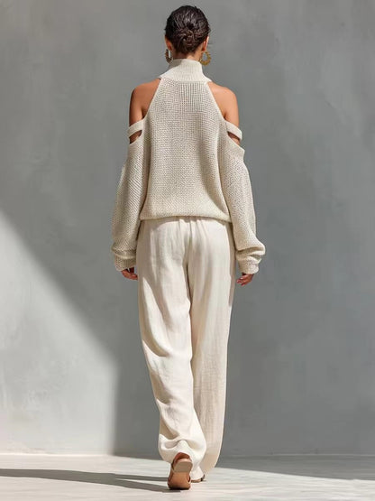 High-neck top and long pants