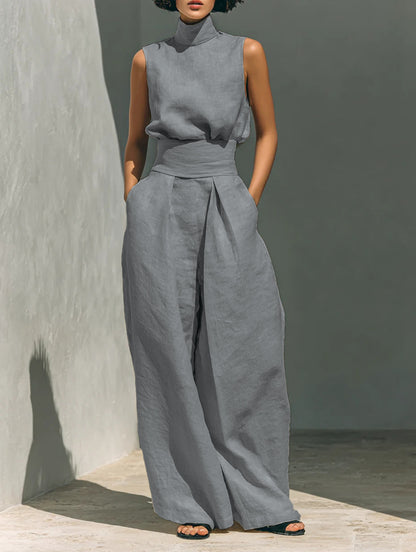 Sleeveless Cotton Linen Set
