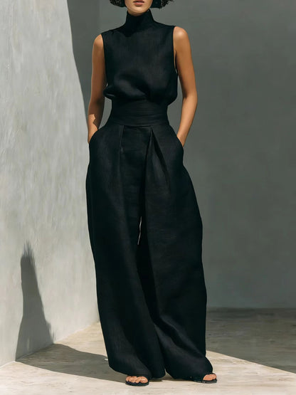 Sleeveless Cotton Linen Set