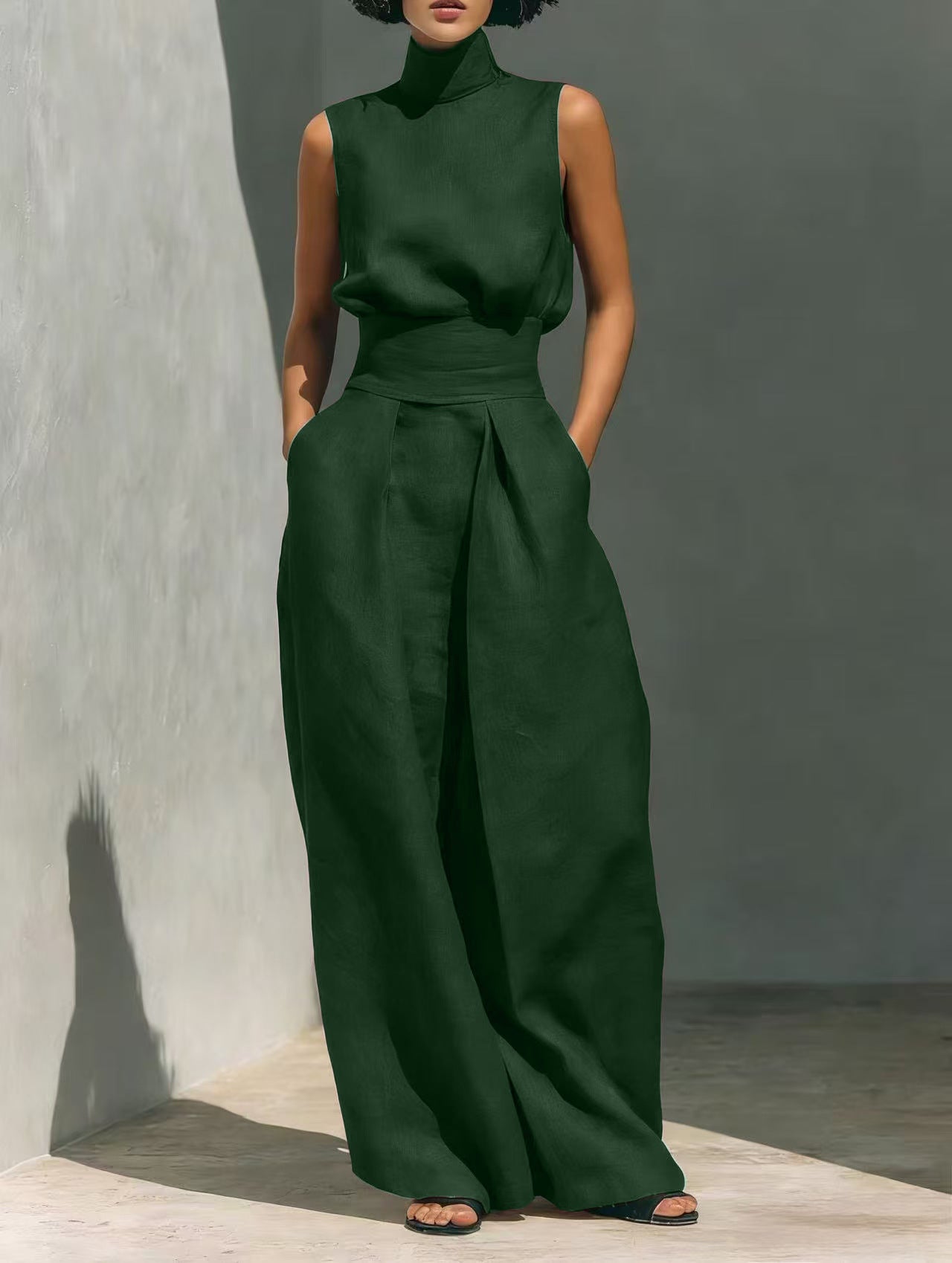 Sleeveless Cotton Linen Set