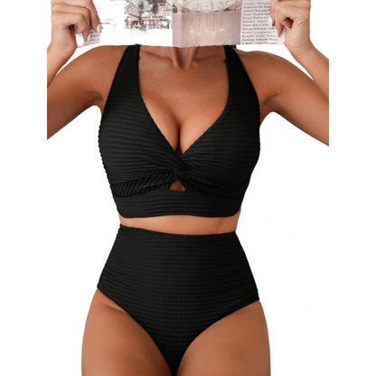 Split Style Shark Tooth Print Swimsuit