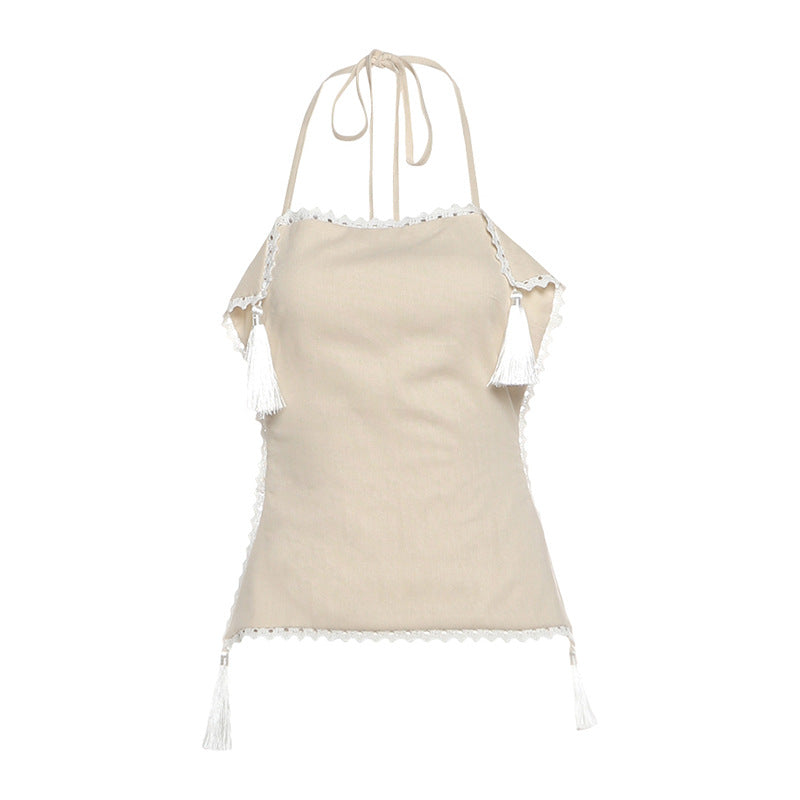 Halterneck Backless Top and High-Waisted Skirt Set