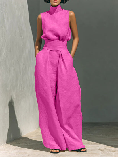 Sleeveless Cotton Linen Set