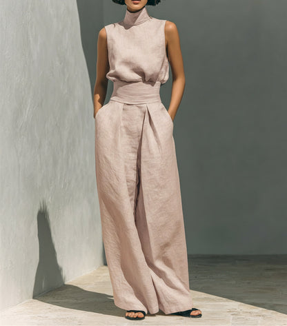 Sleeveless Cotton Linen Set