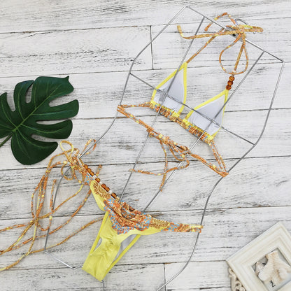Strappy Backless Bikini Set