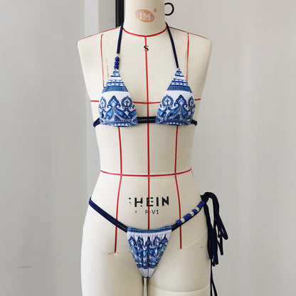 Strappy Backless Bikini Set