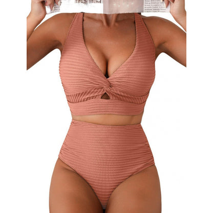 Split Style Shark Tooth Print Swimsuit