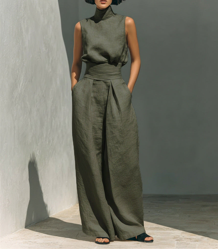Sleeveless Cotton Linen Set