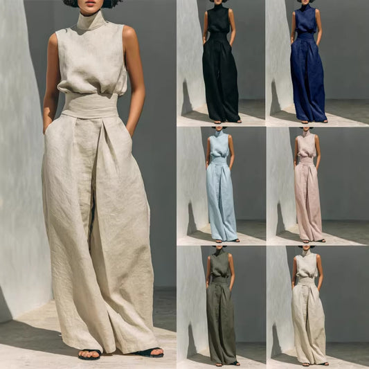Sleeveless Cotton Linen Set