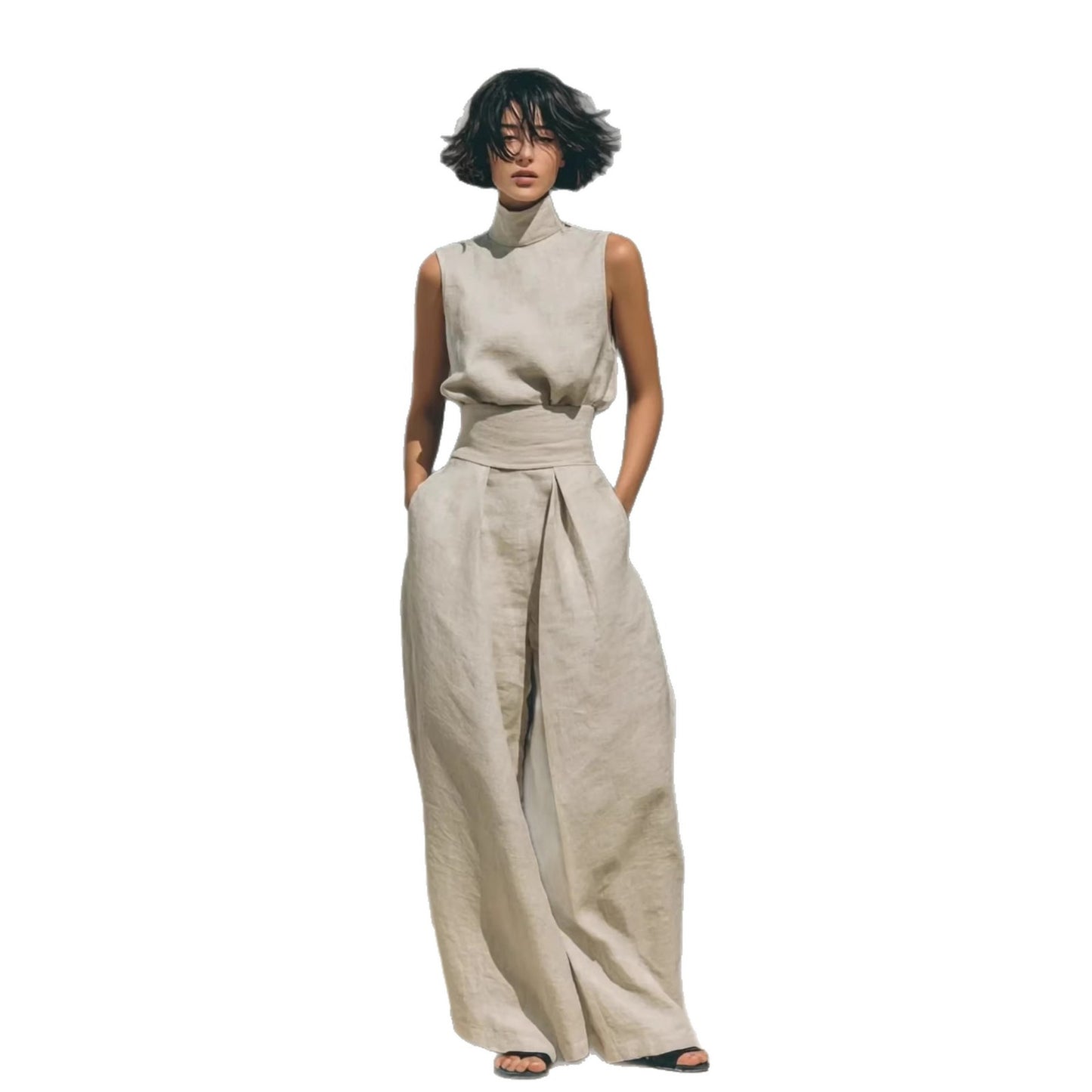 Sleeveless Cotton Linen Set
