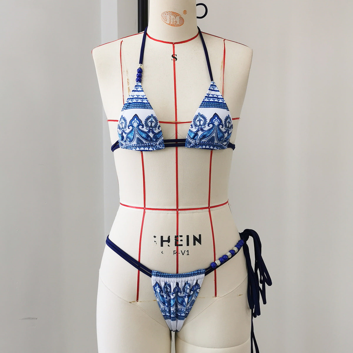 Strappy Backless Bikini Set
