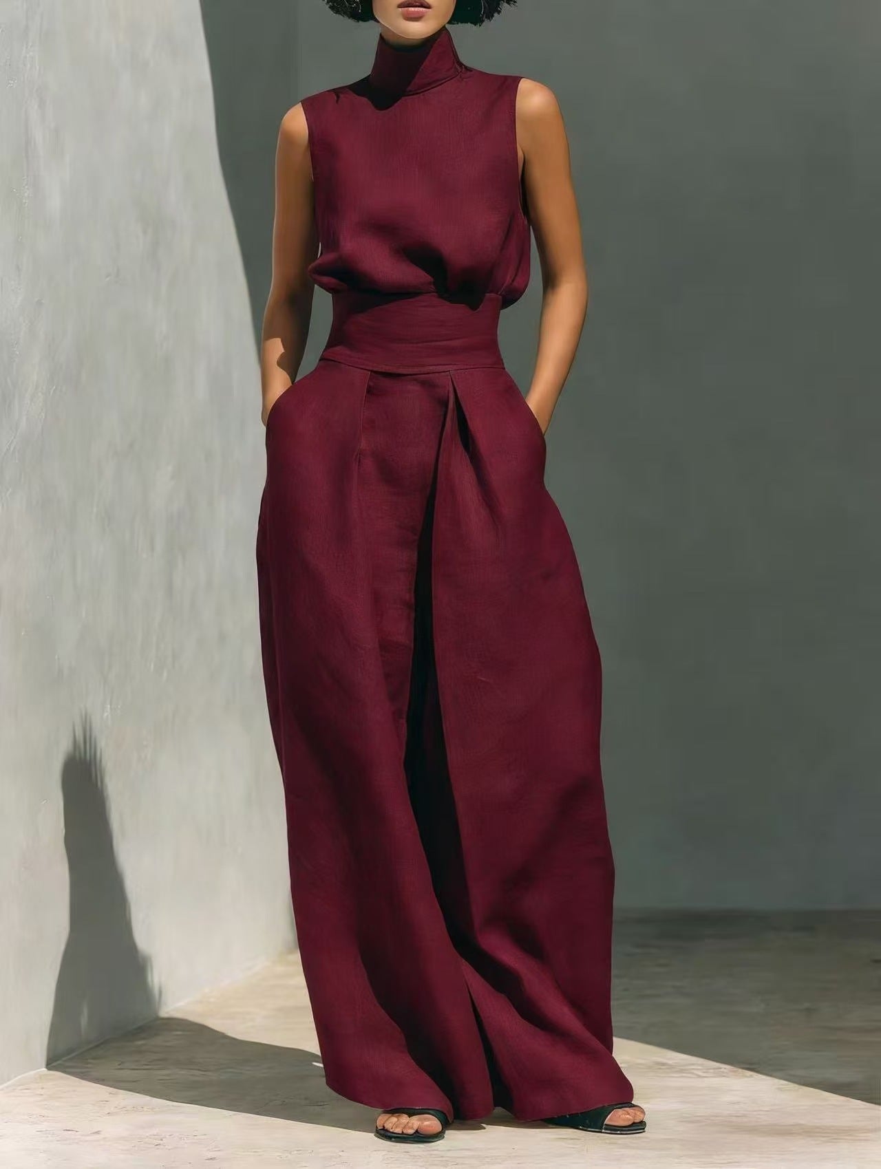 Sleeveless Cotton Linen Set