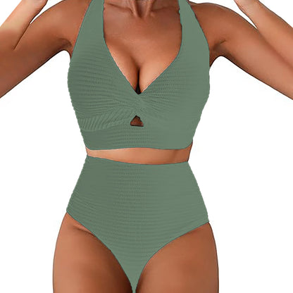Split Style Shark Tooth Print Swimsuit