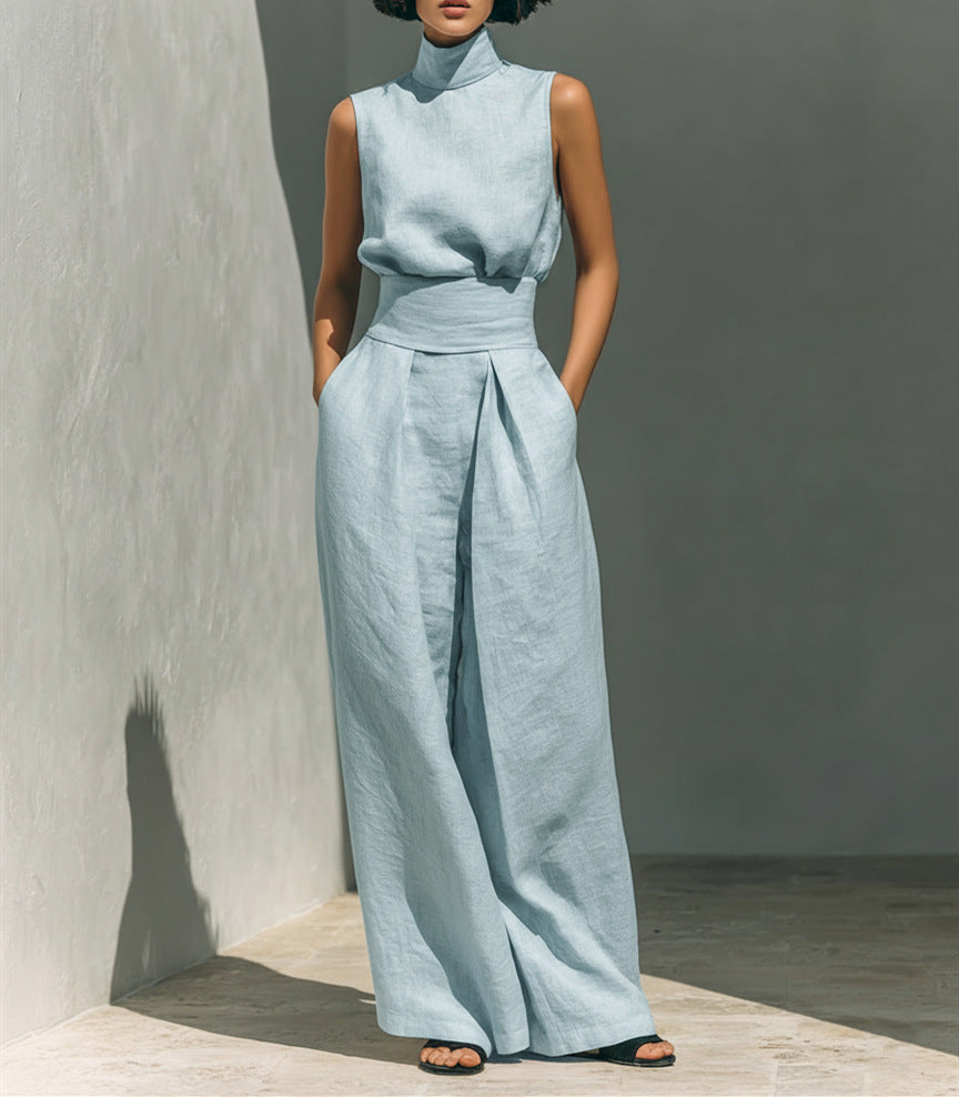 Sleeveless Cotton Linen Set